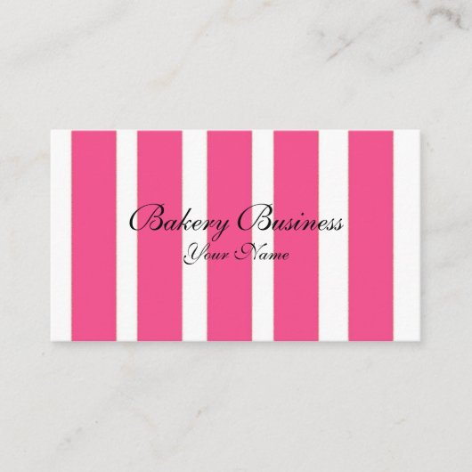 ベーカリービジネスピンクのストライブ柄のカスタマイズ可能なカード 名刺 (正面)