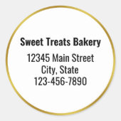 ベーカリービジネス名金ゴールドホワイトブラック文字 ラウンドシール (正面)