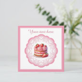ベーカリーピンクのケーキのオープニング又は目的事業 招待状 (スタンド正面)