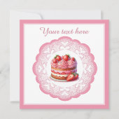 ベーカリーピンクのケーキのオープニング又は目的事業 招待状 (正面)