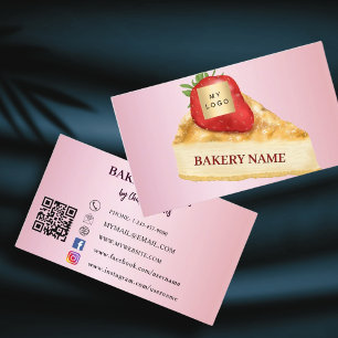 ベーカリーピンクケーキペストリーQRコードロゴ 名刺
