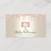 ベーカリーピンクケーキ金ゴールドグリッタードリップデザート金ゴールド 名刺 (正面)