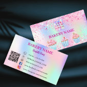 ベーカリーピンクパープルカップケーキ生地QRコードロゴ 名刺