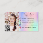 ベーカリーピンクパープル写真ソーシャルメディアQRコード 名刺 (裏面)