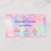 ベーカリーピンクパープル写真ソーシャルメディアQRコード 名刺 (正面)