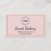 ベーカリーピンクモダンロゴQRソーシャルメディアのアイコン 名刺 (正面)