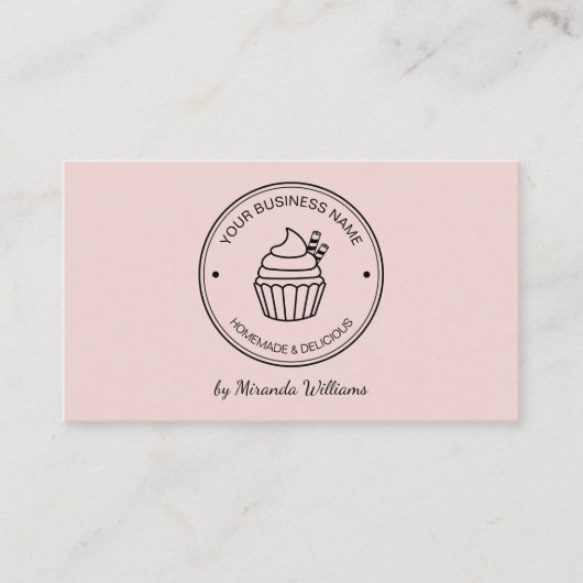 ベーカリーピンク自分のロゴQRソーシャルメディア 名刺 (正面)