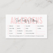 ベーカリーフェミニン赤面ピンク食品アレルギーチェックリスト 名刺 (正面)