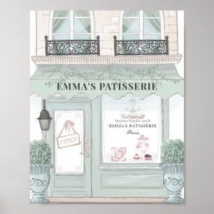 ベーカリーフランスのカフェパティスリーグリーンバックドロップ ポスター
