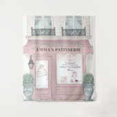 ベーカリーフランスのカフェパティスリーピンク背景 タペストリー (正面)