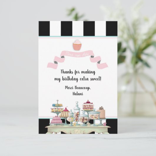 ベーカリーフランスのスウィートトリート誕生日サンキューカード サンキューカード (スタンド正面)