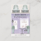 ベーカリーフランスのパティスリーカフェラベンダーパープル 名刺 (正面)