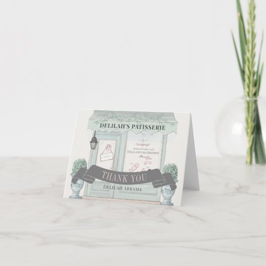 ベーカリーフランスのパティスリーパリグリーンバルミツワー サンキューカード (正面)