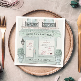 ベーカリーフランスのパティスリーパリグリーンバルミツワー スタンダードカクテルナプキン