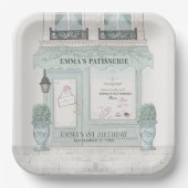 ベーカリーフランスのパティスリーパリグリーン誕生日 ペーパープレート (正面)