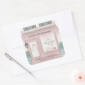 ベーカリーフランスのパティスリーパリピンク誕生日 スクエアシール (封筒)