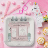 ベーカリーフランスのパティスリーパリピンク誕生日 ペーパープレート (パーティー)