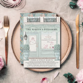 ベーカリーフランスのパティスリー緑の赤ちゃんシャワーbyメール 招待状