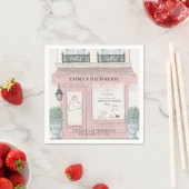 ベーカリーフランスのパティスリーParis Pink 1st誕生日 スタンダードカクテルナプキン (インサイチュ)