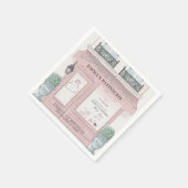 ベーカリーフランスのパティスリーParis Pink 1st誕生日 スタンダードカクテルナプキン (角)