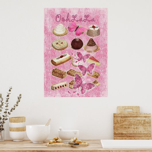 ベーカリーフランスのペストリーのクッキーのデザート ポスター (キッチン)