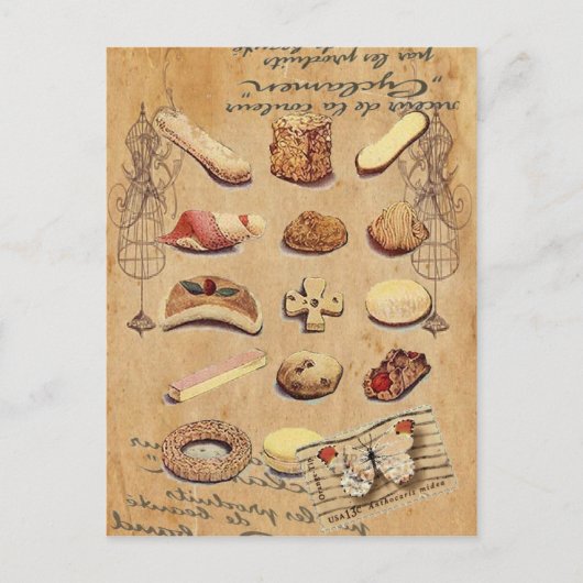 ベーカリーフランスのペストリーのクッキーのデザート ポストカード (正面)