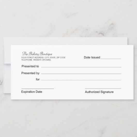 ベーカリーブティックギフト券 (裏面)