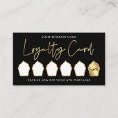 ベーカリーブラック&金ゴールドロゴラックスカップケモダンーキカフェ ロイヤリティカード (正面)