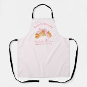 ベーカリーブレッドクロワッサンピンクコケットウォーターカラー エプロン (正面)