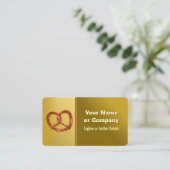 ベーカリープレッツェルと金ゴールドメタルルック – ケータリング 名刺 (スタンド正面)