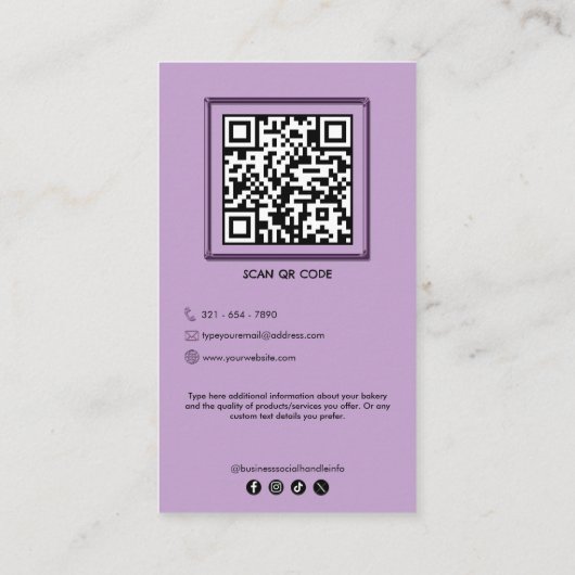 ベーカリープロフェッショナルモダンパープルインスタグラム 名刺 (裏面)