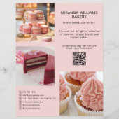 ベーカリープロモーション写真ソーシャルメディアQRピンク チラシ (正面)