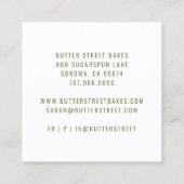 ベーカリーベイカーデザートケータリング名刺 スクエア名刺 (裏面)