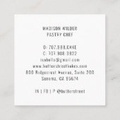 ベーカリーベイカーパティシシェフウォーターカラーフローラケーキSq スクエア名刺 (裏面)