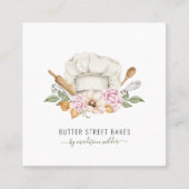 ベーカリーベイカーパティシシェフウォーターカラーベーキング器具 スクエア名刺 (正面)