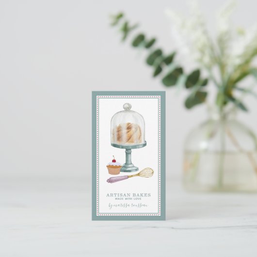 ベーカリーベイカーパティシシェフウォーターカラー焼いたグッズ 名刺 (スタンド正面)