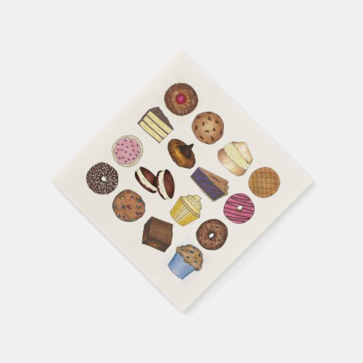 ベーカリーベイクセールカップケーキパイクッキーブラウニードーナツ スタンダードカクテルナプキン (角)