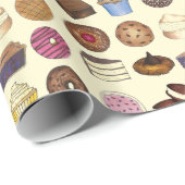 ベーカリーベイクセールフードブラウニーカップケーキパイスイーツ ラッピングペーパー (ロールコーナー)