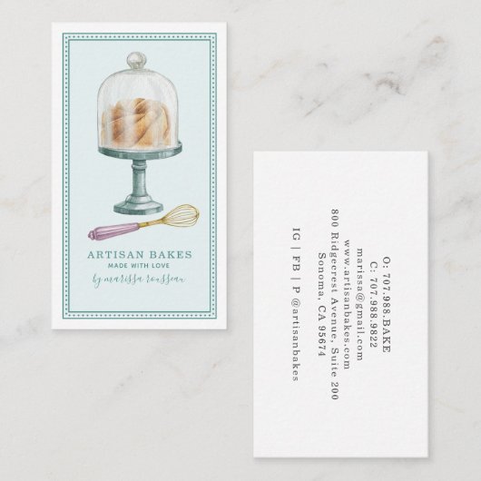 ベーカリーベーカー生地シェフウォーター色 名刺 (正面/裏面)