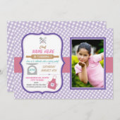 ベーカリーベーキングエイジバースデーパーティーガールズ招待状 招待状 (正面/裏面)