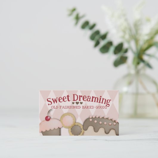 ベーカリーベーキングカップケーキケーキ焼いたグッズ 名刺 (スタンド正面)