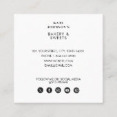ベーカリーベーキングスイーツ写真QRコードソーシャルメディア スクエア名刺 (裏面)