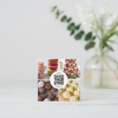 ベーカリーベーキングスイーツ写真QRコードソーシャルメディア スクエア名刺 (スタンド正面)