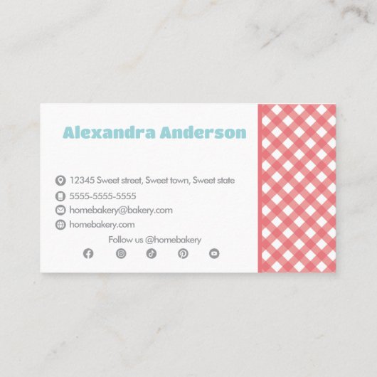 ベーカリーベーキング器具パターンソーシャルメディアのアイコン 名刺 (裏面)