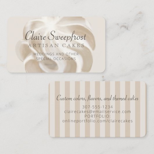 ベーカリーベーキング結婚ズケーキつや消し 名刺 (正面/裏面)
