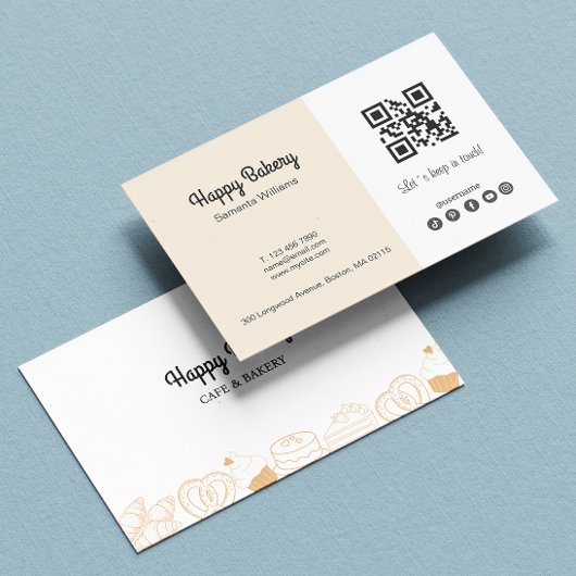 ベーカリーベージアイコンQrコードソーシャルメディア 名刺