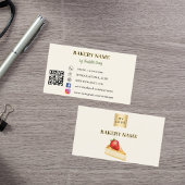 ベーカリーベージュクリームケーキペストリーQRコードロゴ 名刺