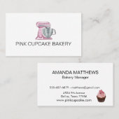 ベーカリーペストリーカップケーキピンクミキサー 名刺 (正面/裏面)