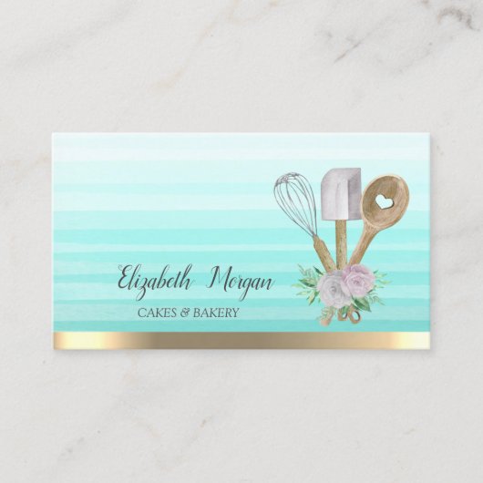 ベーカリーペストリーハンドツーストライプルグラデーション 名刺 (正面)