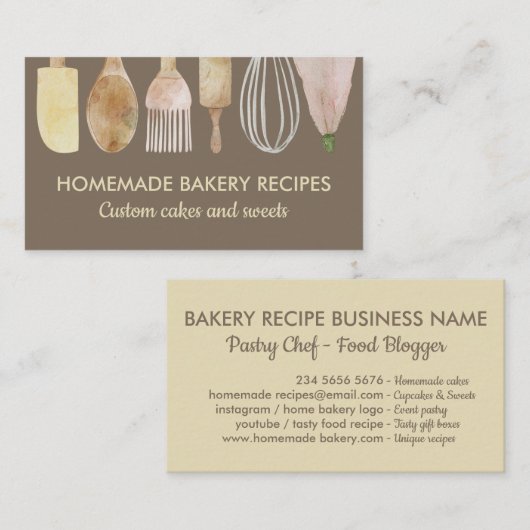 ベーカリーペストリーハンドツールケーキ飾り菓子 名刺 (正面/裏面)